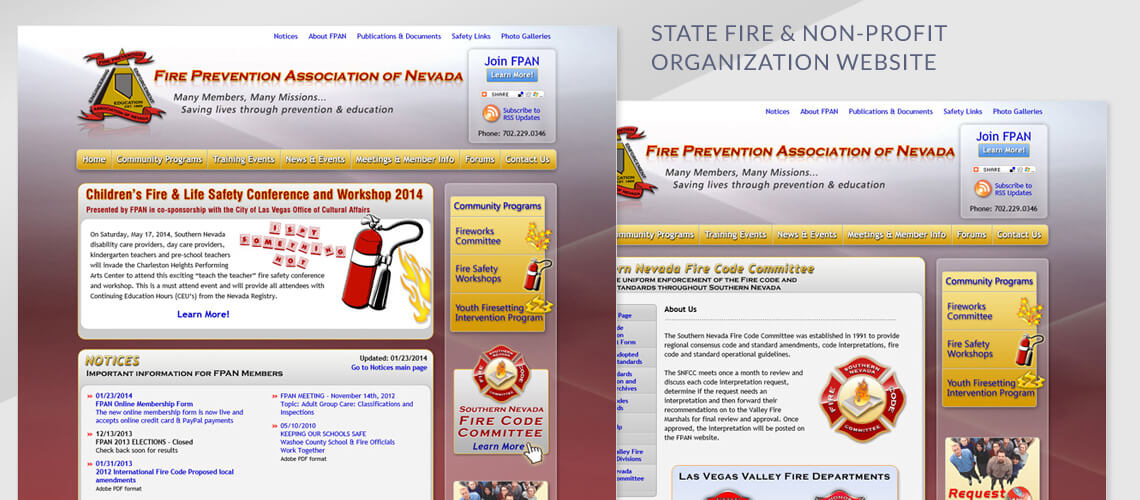 Fire Prevention Association of Nevada - State Fire & Non-Profit Organization Website Design
