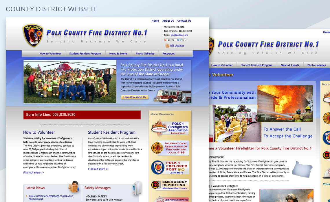 Polk County Fire District No.1 - County Fire District Web Design