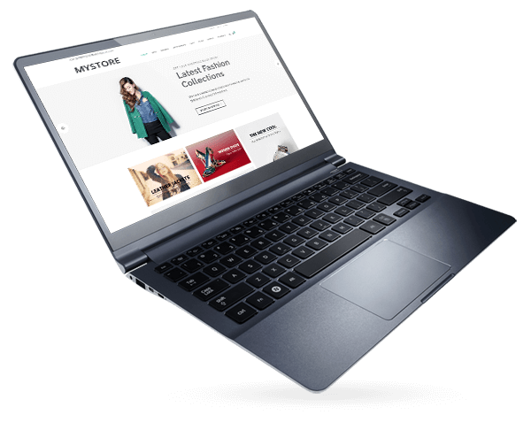 E-commerce store website displayed on a laptop